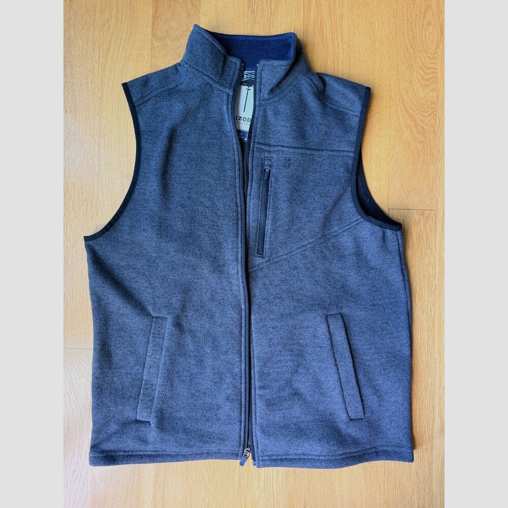 IZOD Mens Gray Fleece Full Zip Vest Size M Performance NWT